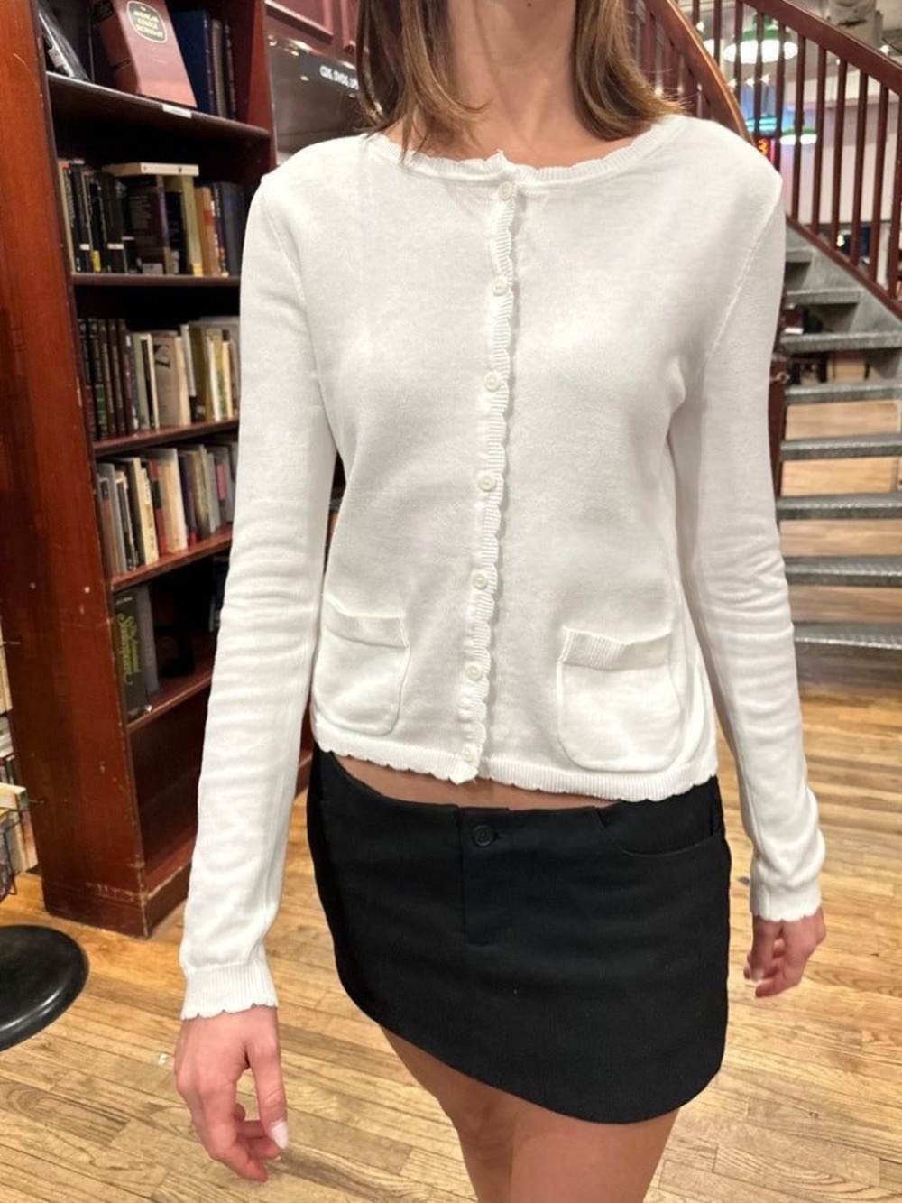 Brandy Melville Scalloped Button Down Cardigan